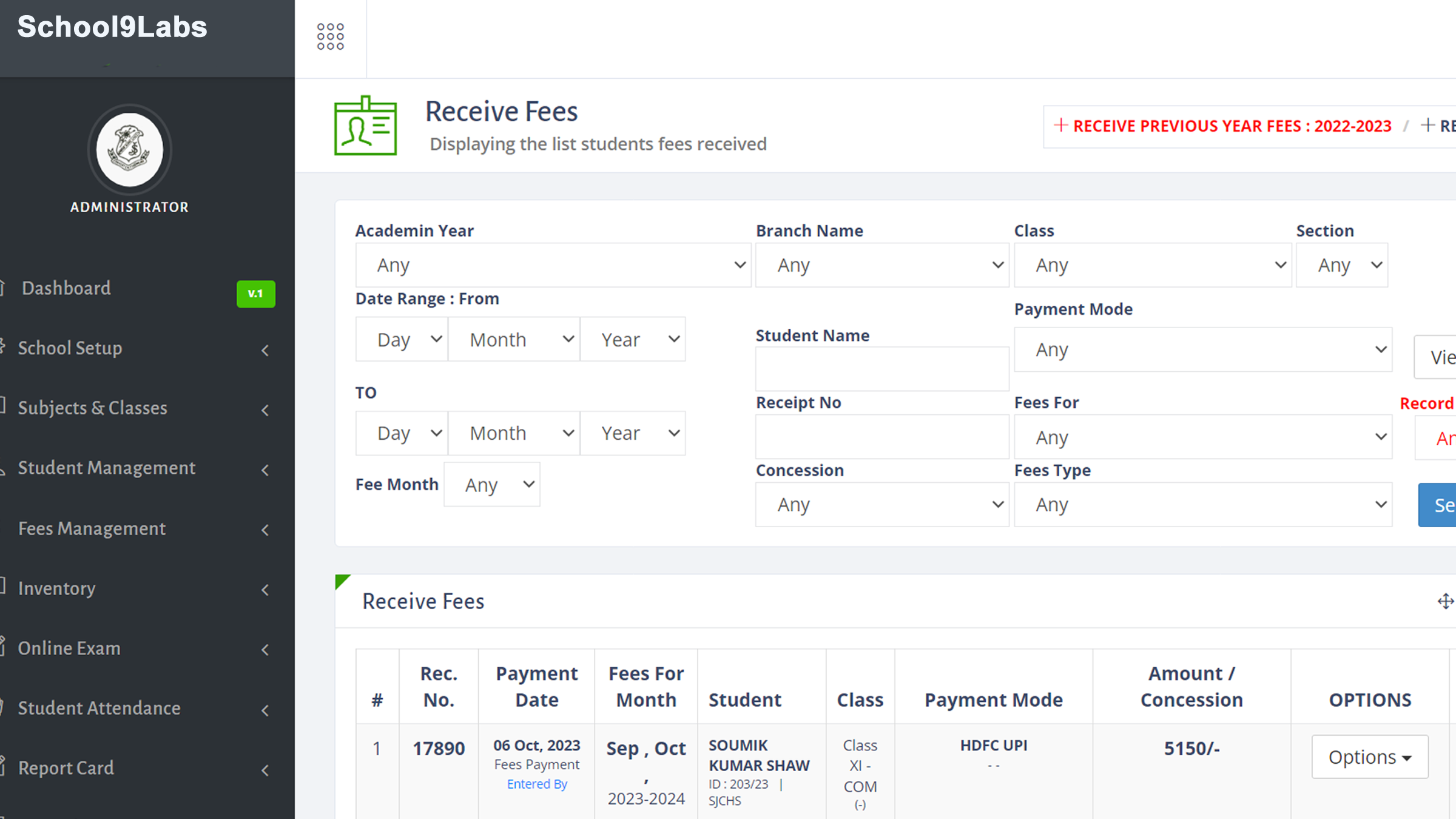 App dashboard