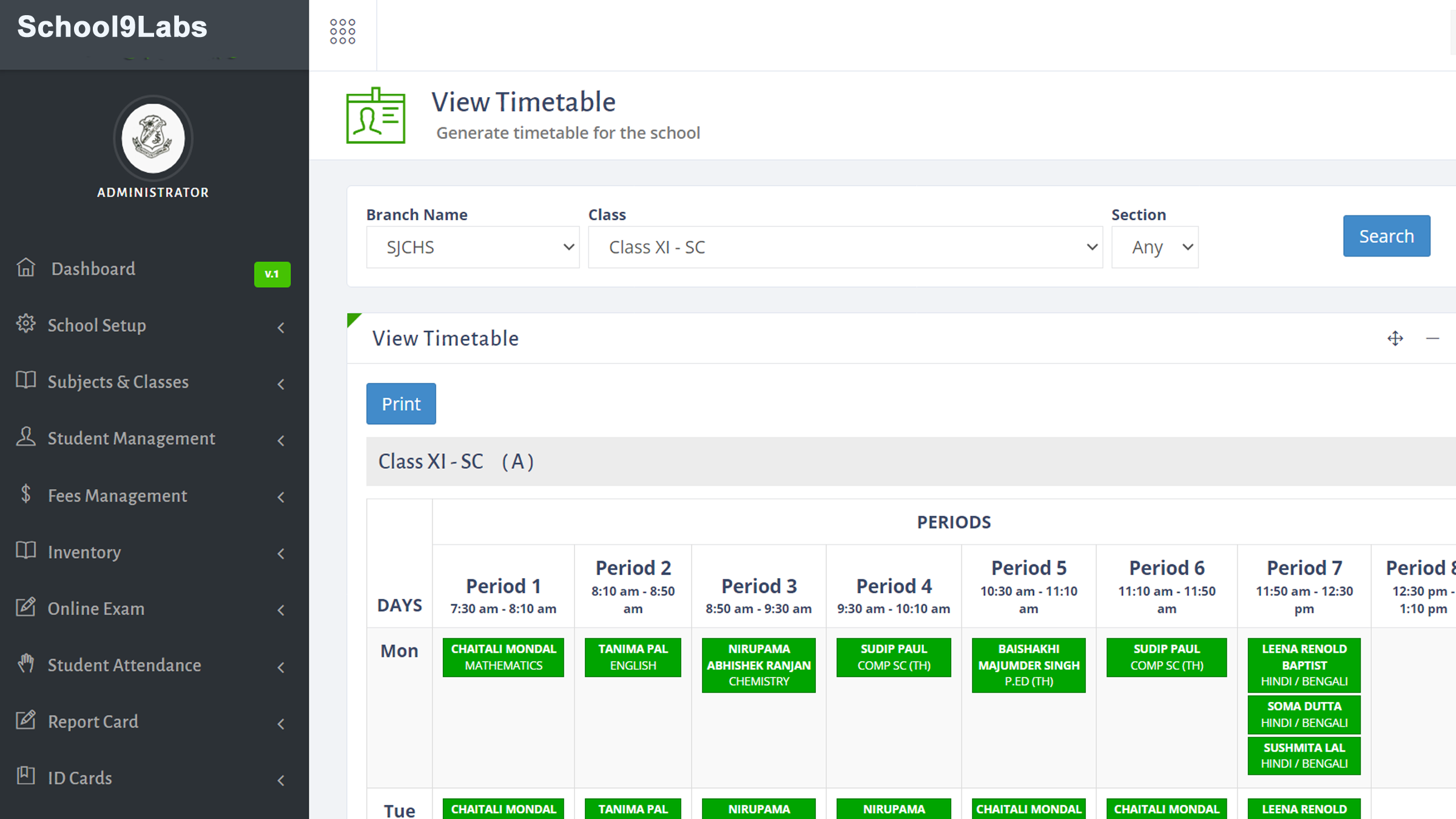 App dashboard